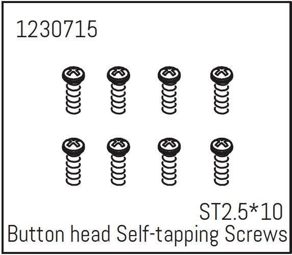 Absima Button Head Self-Tapping Screws St2.5*10 (8) - Khamba ( AB 1230715)