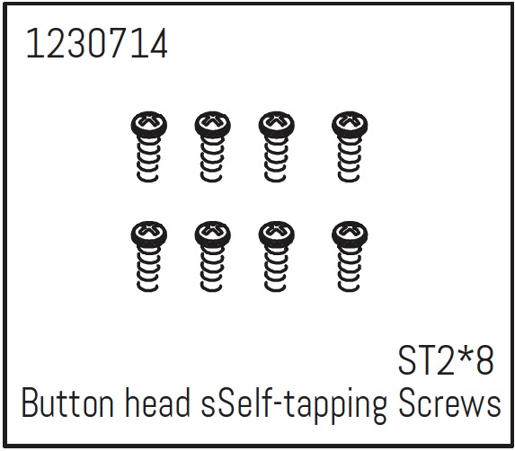 Absima Button Head Self-Tapping Screws St2*8 (8) - Khamba ( AB 1230714)