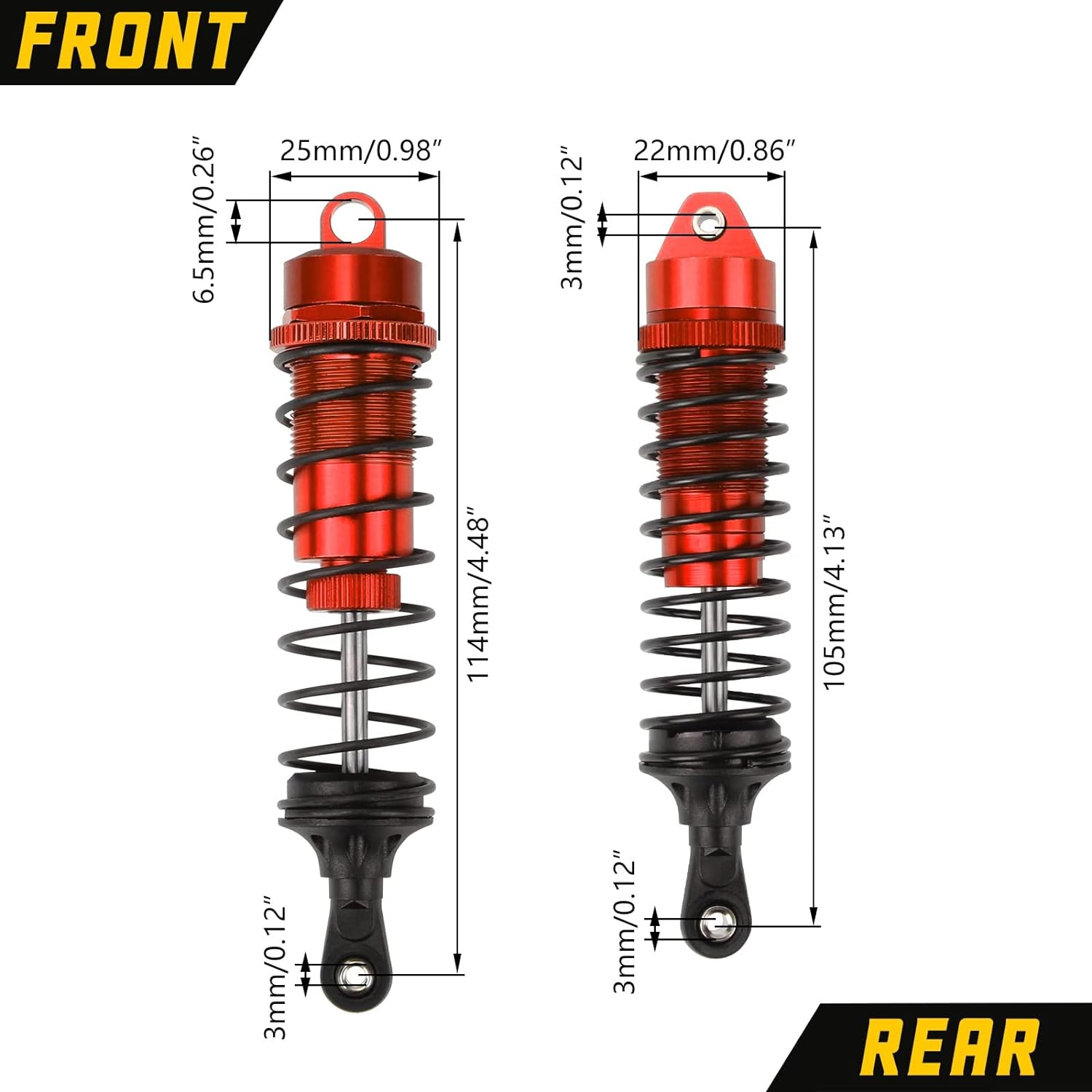 SC Models Big Bore Aluminium Shock Set - Arrma Senton, Granite - Red (4pcs) (SCDTARA330550B)