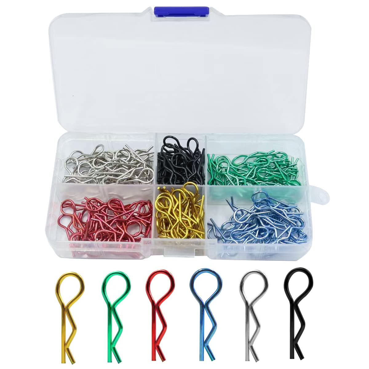 SC Models 180pcs Body Clips - Various Colours With Storage Case (SCDTEL1049)