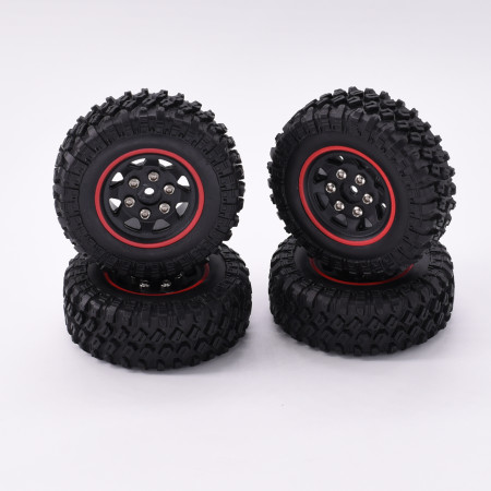 SC Models 1.0&#039;&#039; Plastic Wheel &amp; Tire Set Axial SCX24 - 4pcs Red (SCDTSCX24-48)