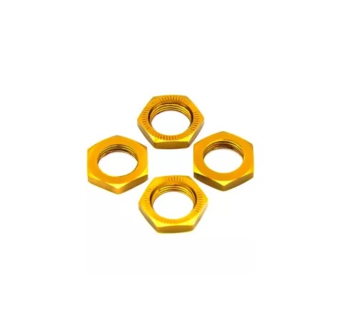 SC Models 17mm X 1.0 Gold Serrated Wheel Nuts (4Pcs) (SCKRNL170A)