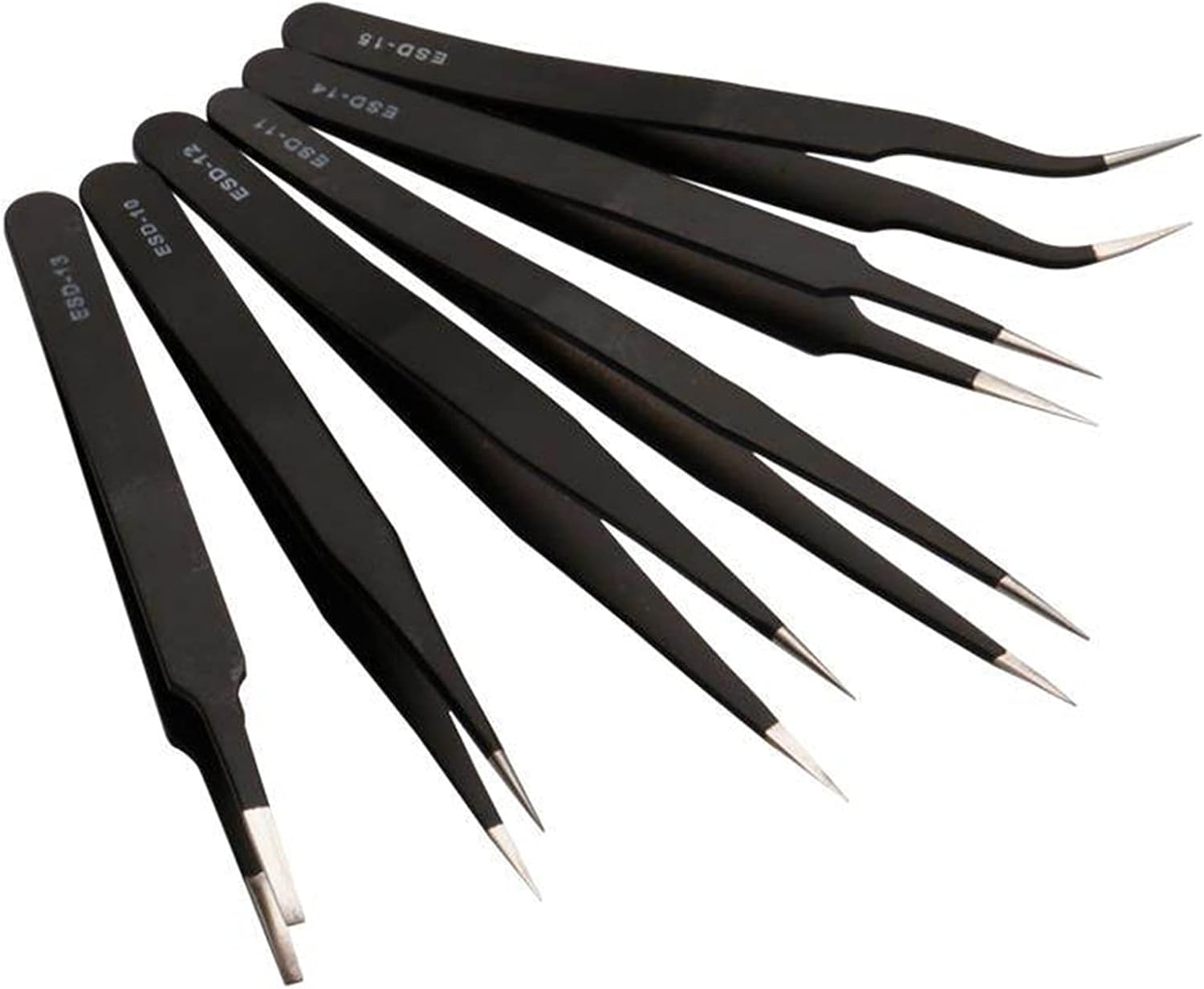 SC Models Stainless Steel Black Tweezers 6Pcs (SCRCTOOL076B)