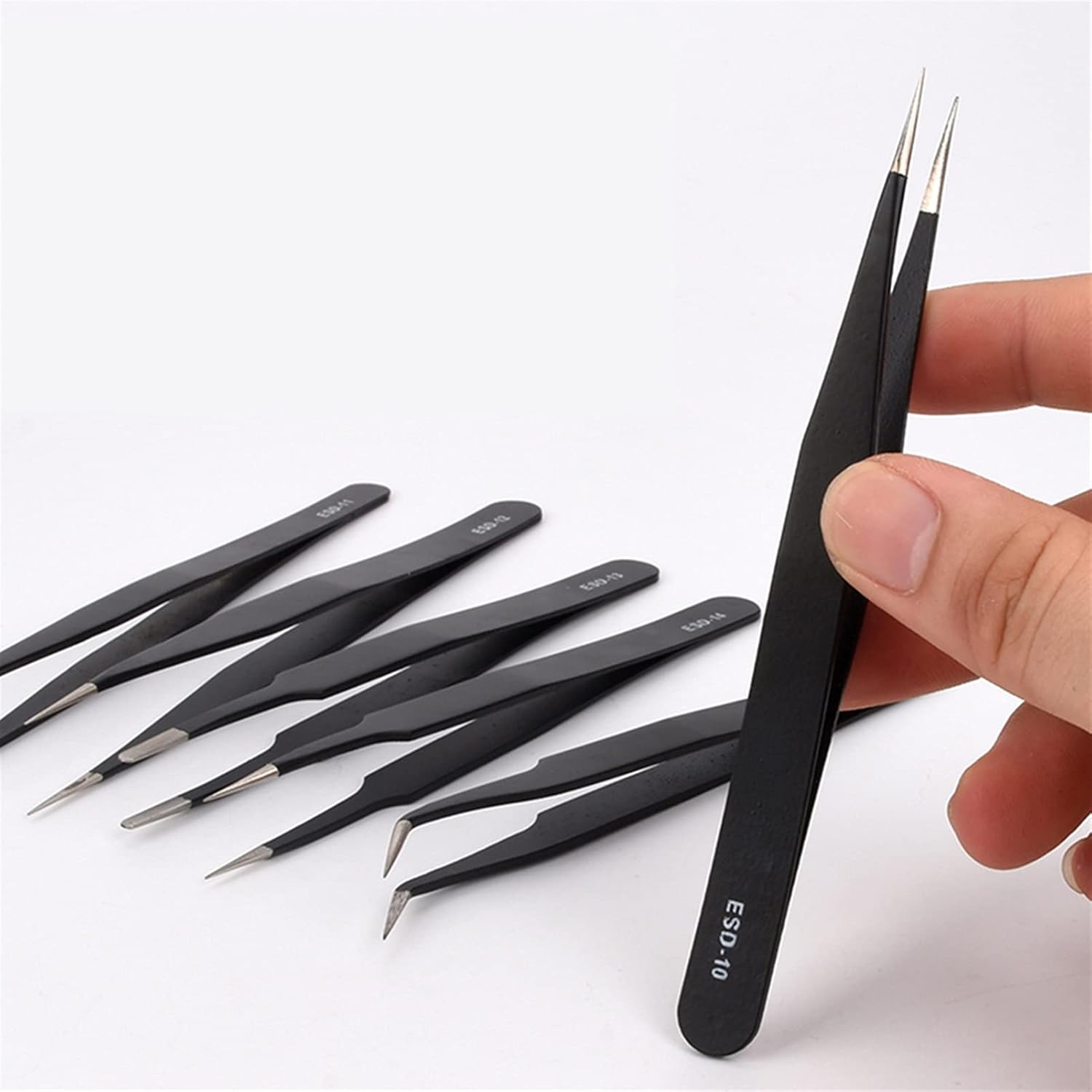 SC Models Stainless Steel Black Tweezers 6Pcs (SCRCTOOL076B)