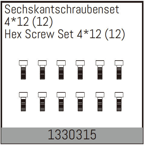 Absima Hex Screw Set 4*12 (12) ( AB 1330315)