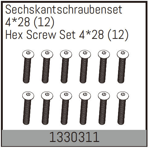 Absima Hex Screw Set 4*28 (12)  ( AB 1330311)