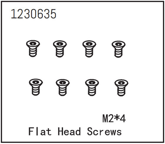 Absima Flat Head Screw M2*4 (8) ( AB 1230635)