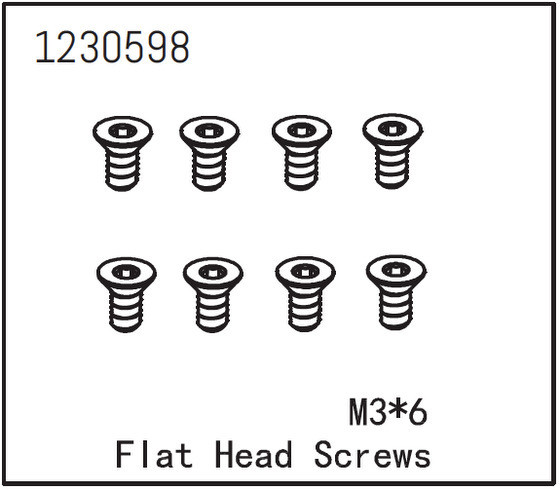 Absima Flat Head Screw M3*6 (8) ( AB 1230598)