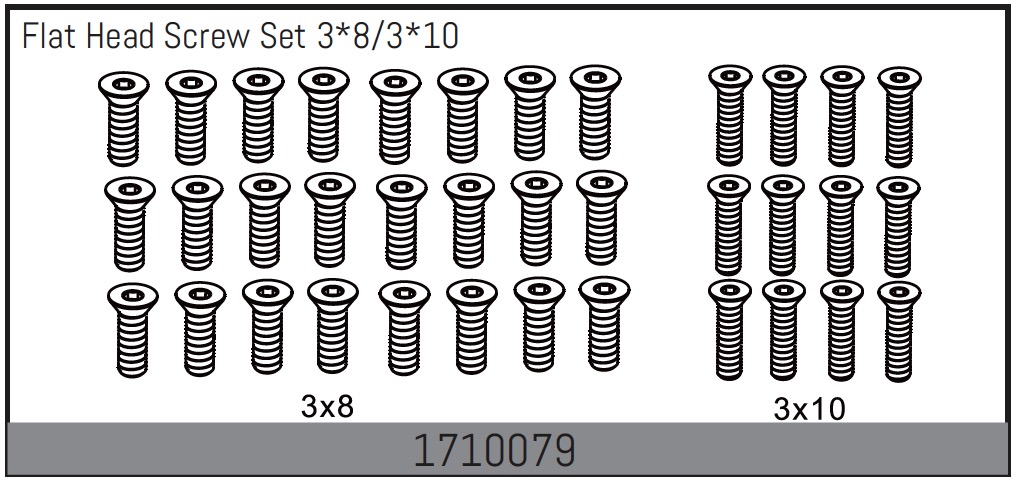 Absima Flat Head Screw Set 3*8/3*10 ( AB 1710079)