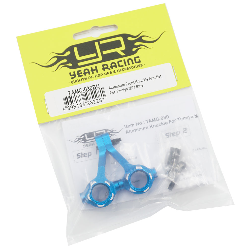 Yeah Racing Aluminium Front Steering Knuckle Set Tamiya M07 Blue (TAMC-030BU)