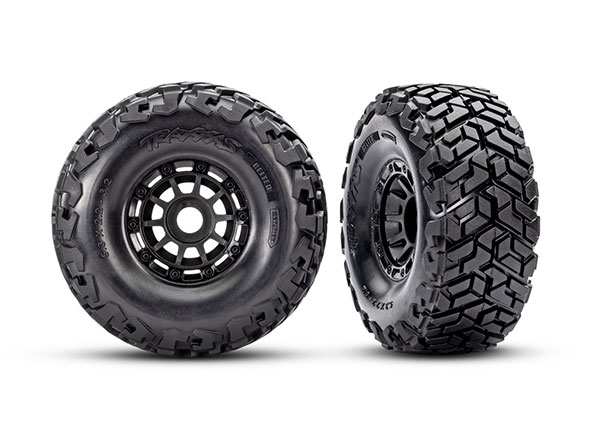 Traxxas Tyres &amp; Wheels, Assembled, Glued, (Black Wheels, Maxx Slash Belted Tyres, Foam inserts) (17mm splined)(TRX10272)