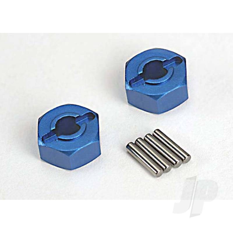 Traxxas Wheel Hubs, Hex (Blue-Anodised, Lightweight Aluminium) (2 Pcs) / Axle Pins (4 Pcs) (TRX1654X)