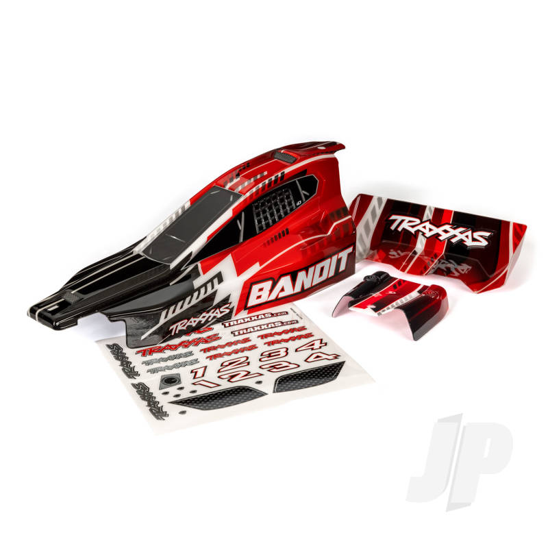 Traxxas Body, Bandit (Also Fits Bandit Vxl), Black &amp; Red/ Wing (Painted, Decals Applied) (TRX2450)