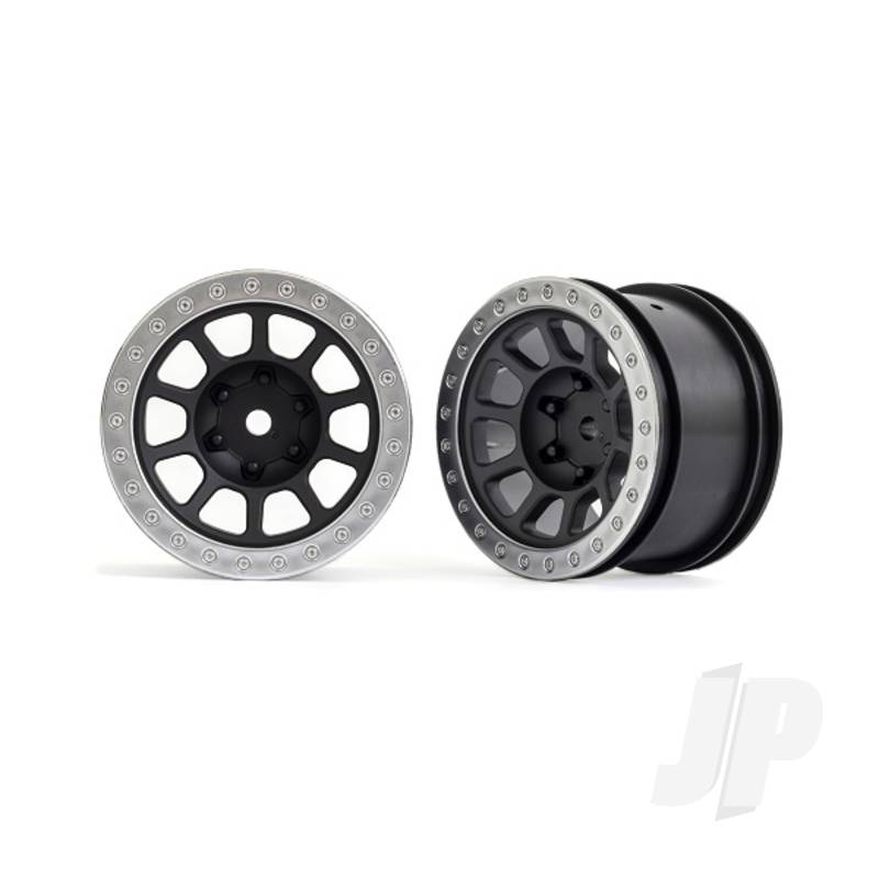 Traxxas Wheels, 2.2&#039; (Graphite Gray, Satin Chrome Beadlock) (2) (Bandit Rear) (TRX2480)