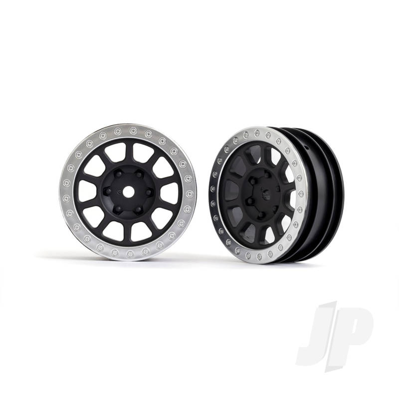 Traxxas Wheels, 2.2&#039; (Graphite Gray, Satin Chrome Beadlock) (2) (Bandit Front) (TRX2481)