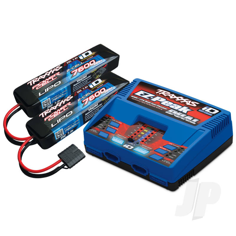 Traxxas Id Completer Pack With 1X Ez-Peak Dual Charger &amp; 2X Lipo 2S 7600Mah Battery (TRX2991T)