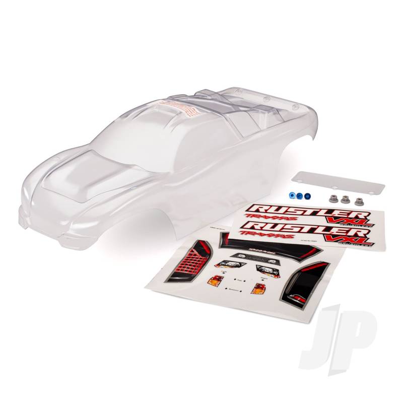 Traxxas Body, Rustler (Clear, Requires Painting) / Window, Lights Decal Sheet / Wing And Aluminium Hardware (TRX3714)