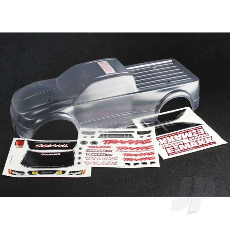 Traxxas Body, E-Maxx Brushless (Clear, Requires Painting) / Decal Sheet (TRX3915)