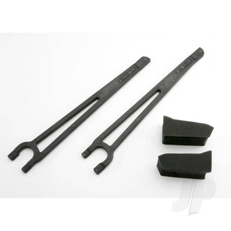 Traxxas Hold Downs, Battery, Left &amp; Right (2 Pcs) / Foam Spacers (2 Pcs) (Fits Standard Battery Packs) (TRX3927)