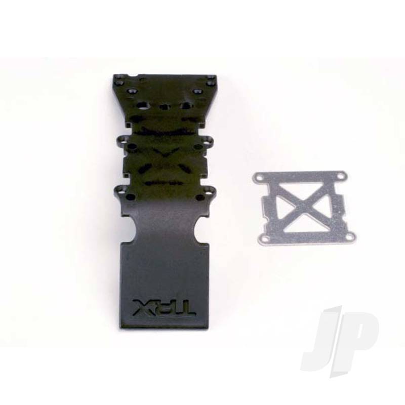 Traxxas Skidplate, Front Plastic (Black) / Stainless Steel Plate (TRX4937)