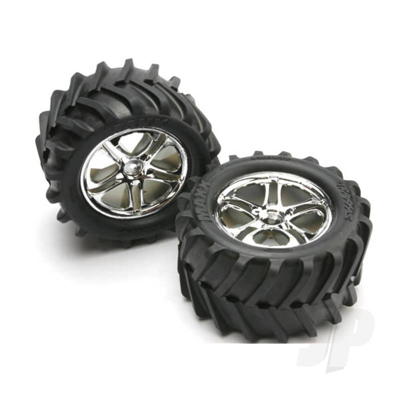 Traxxas Tyres And Wheels, Assembled Glued Maxx Chevron Tyres (2 Pcs) (TRX5173)