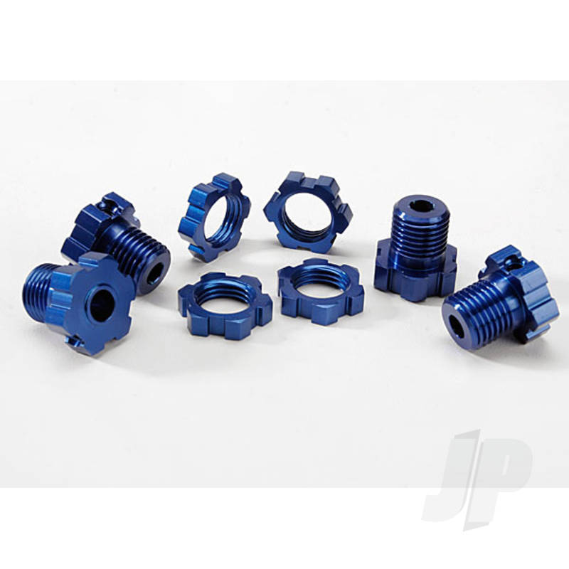Traxxas Wheel Hubs, Splined, 17Mm (Blue-Anodised) (4 Pcs) / Wheel Nuts, Splined, 17Mm (Blue-Anodised) (4 Pcs) / Screw Pins, 4X13Mm ( With Threadlock) (4 Pcs) (TRX5353X)