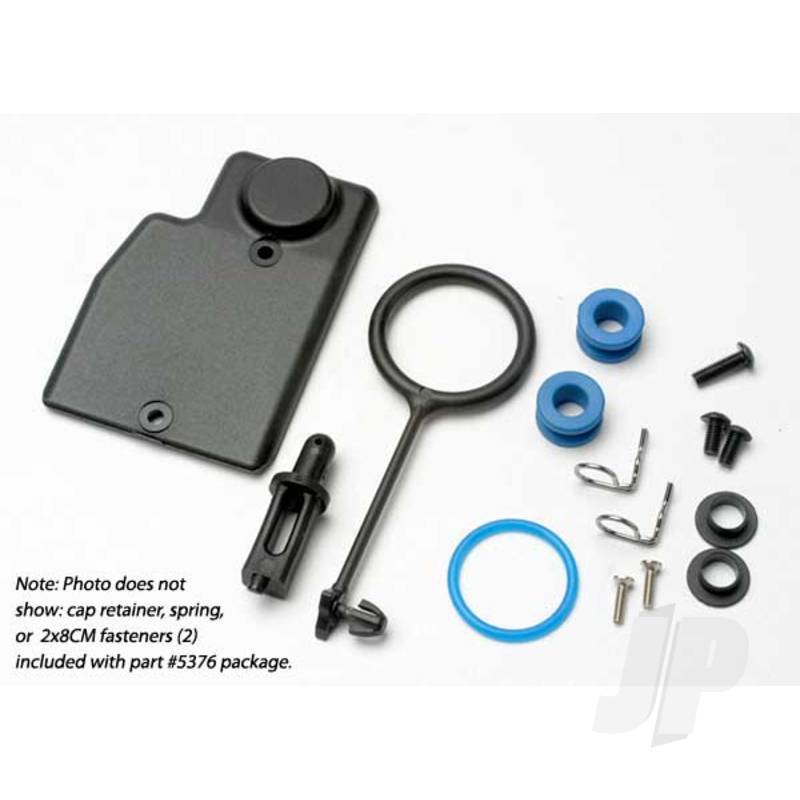 Traxxas Rebuild Kit, Fuel Tank (Includes: Mounting Post, Grommets (2 Pcs), Tank Guard, Mounting Clips (2 Pcs), Cap O-Ring, Cap O-Ring Retainer, Cap Pull Ring, Spring, Hardware) (TRX5376)