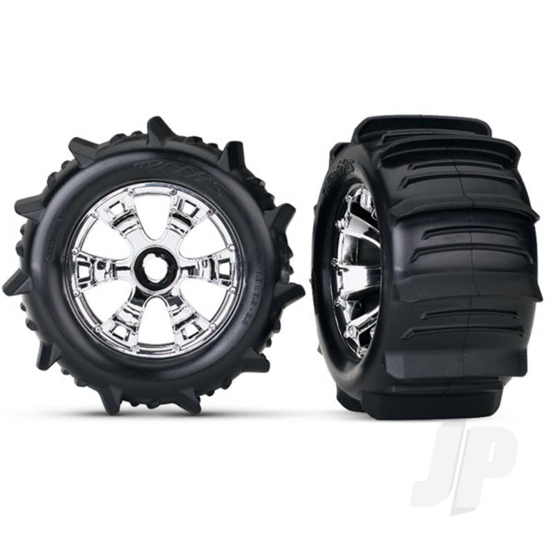 Traxxas Tyres And Wheels, Assembled Glued Paddle Tyres (2 Pcs) (TRX5672)