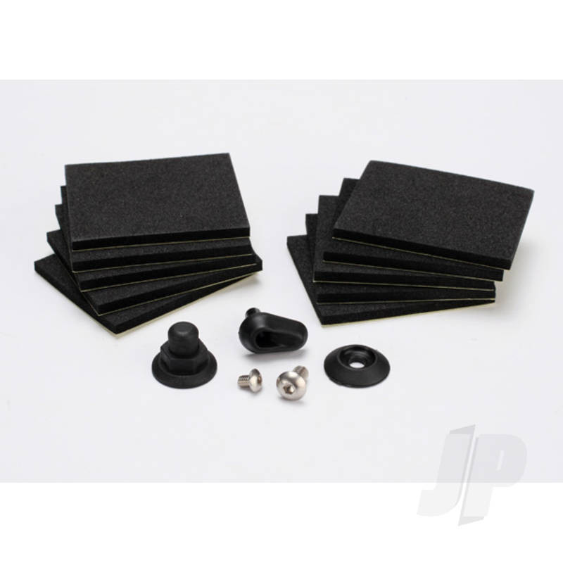 Traxxas Hatch Post / Hull Water Outlet / Foam Pads (10 Pcs) / Washer (1Pc) / 4X8Mm Bcs, Stainless Steel / 3X4Mm Bcs, Stainless Steel (TRX5723)