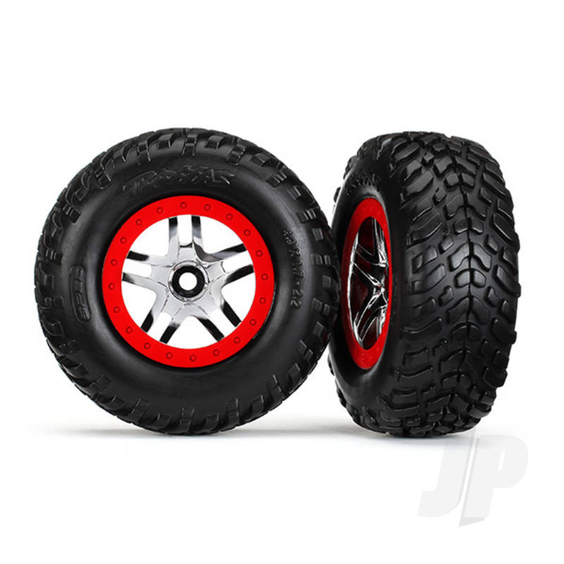 Traxxas Tyres And Wheels, Assembled Glued Sct Off-Road Racing Tyres (2 Pcs) (Front And Rear) (TRX5977)
