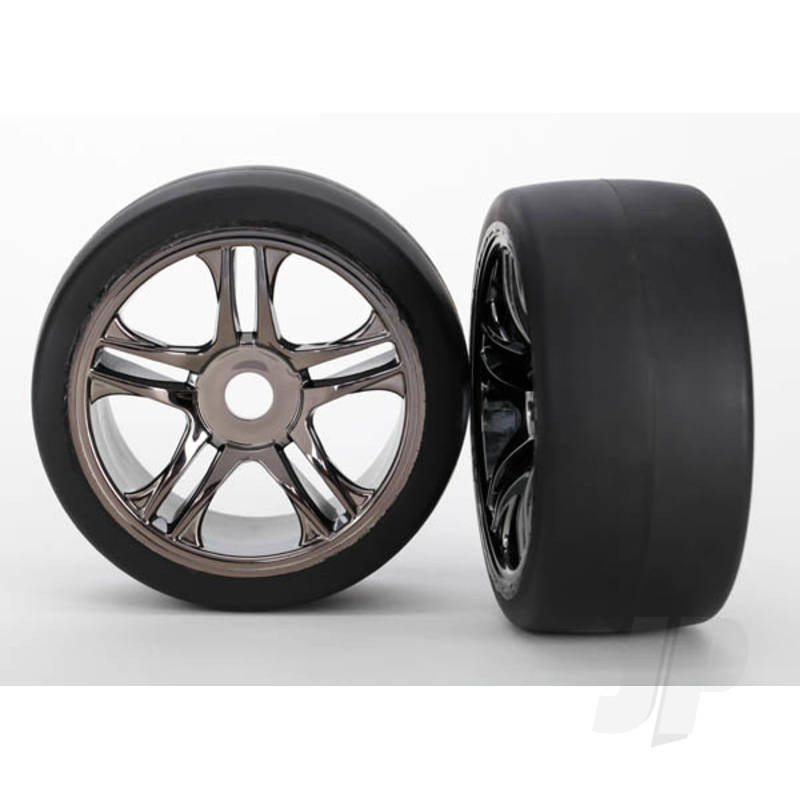Traxxas Tyres And Wheels, Assembled Glued Slick Tyres (Rear) (2 Pcs) (TRX6477)
