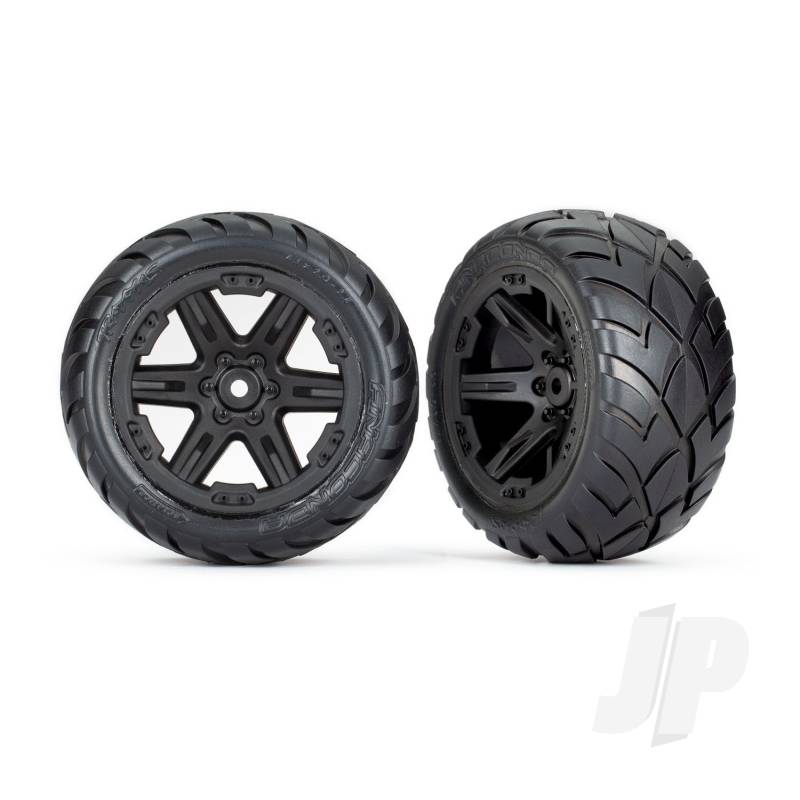 Traxxas Tyres &amp; Wheels, Assembled, Glued (2.8&#039;) (Rxt Black Wheels, Anaconda Tyres, Foam Inserts) (2Wd Electric Rear) (2) (Tsm Rated) (TRX6768)