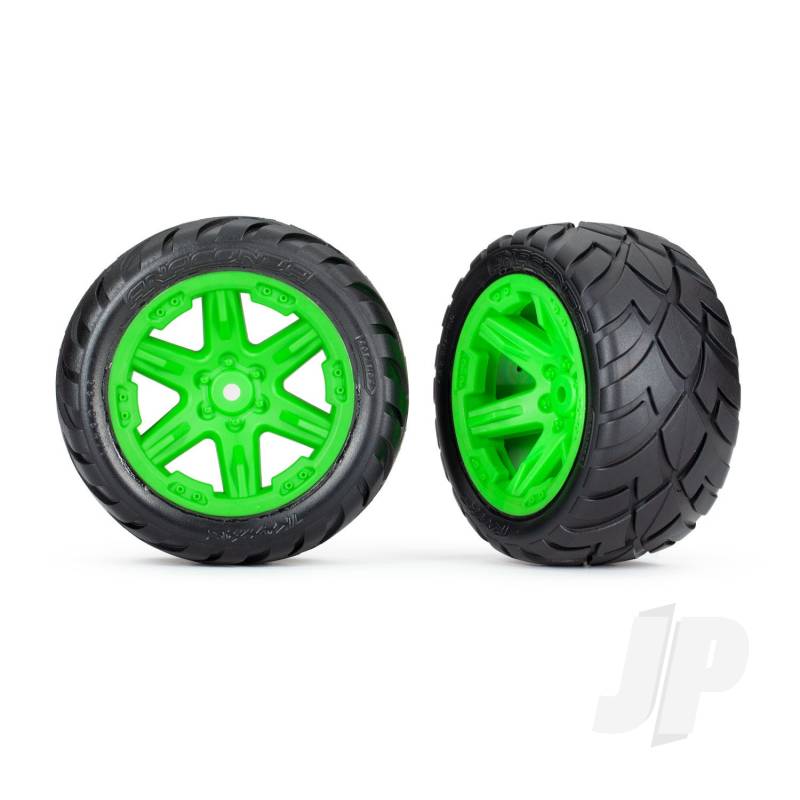 Traxxas Tyres &amp; Wheels, Assembled, Glued (2.8&#039;) (Rxt Green Wheels, Anaconda Tyres, Foam Inserts) (2Wd Electric Rear) (2) (Tsm Rated) (TRX6768G)