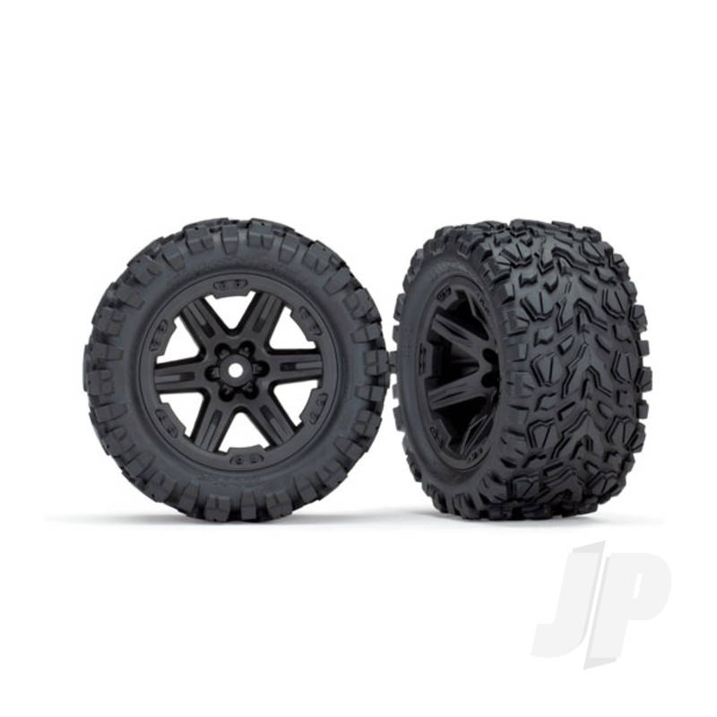 Traxxas Rxt Black Tyres And Wheels (Pair) (TRX6773)