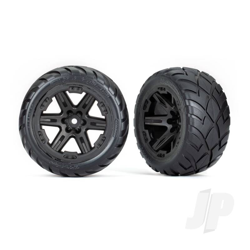 Traxxas Tyres &amp; Wheels, Assembled, Glued (2.8&#039;) (Rxt Black Wheels, Anaconda Tyres, Foam Inserts) (4Wd Electric Front/Rear, 2Wd Electric Front Only) (2) (Tsm Rated) (TRX6775)
