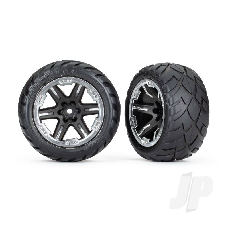 Traxxas Tyres &amp; Wheels, Assembled, Glued (2.8&#039;) (Rxt Black &amp; Chrome Wheels, Anaconda Tyres, Foam Inserts) (4Wd Electric Front/Rear, 2Wd Electric Front Only) (2) (Tsm Rated) (TRX6775X)