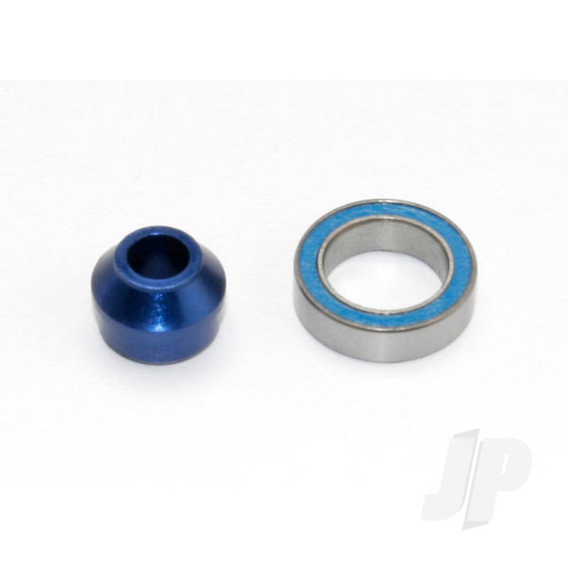 Traxxas Bearing Adapter, 6160-T6 Aluminium (Blue-Anodised) (1Pc) / 10X15X4Mm Ball Bearing (Blue Rubber Sealed) (1Pc) (For Slipper Shaft) (TRX6893X)