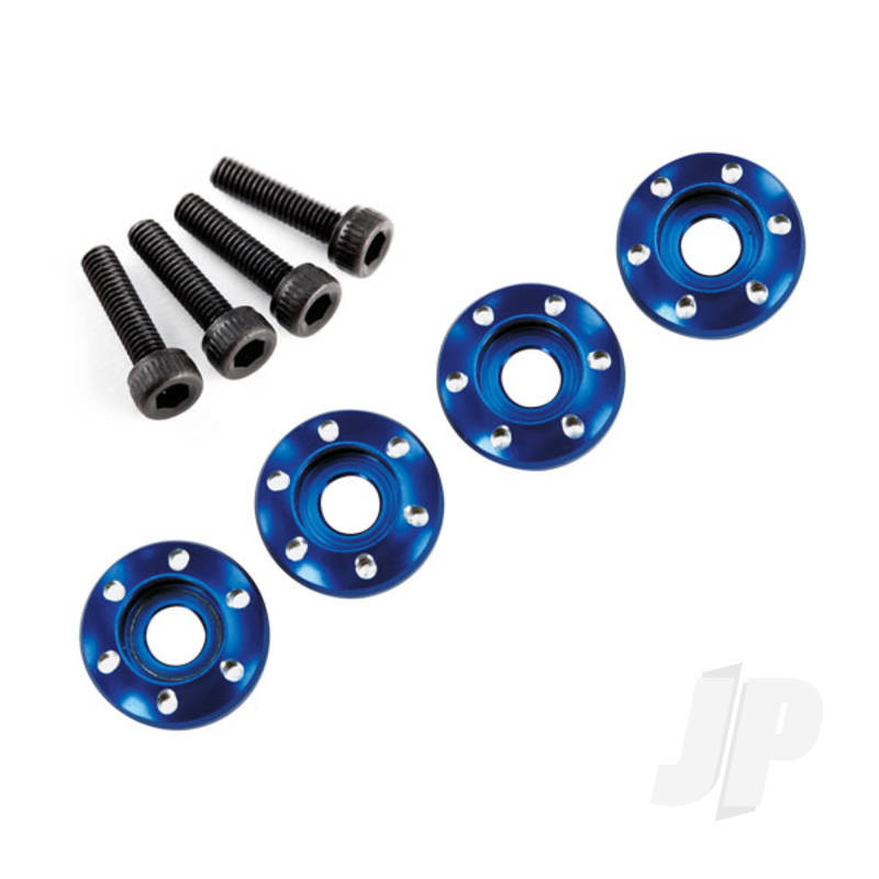 Traxxas Wheel Nut Washer, Machined Aluminium, Blue / 3X12Mm Cs (4 Pcs) (TRX7668)