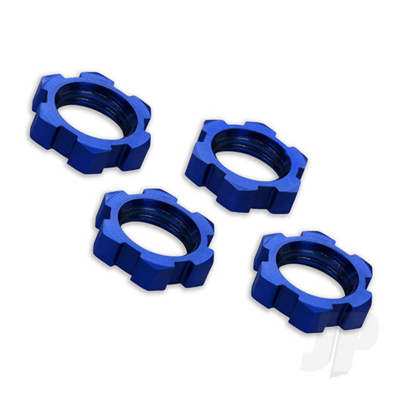 Traxxas Wheel Nuts, Splined, 17Mm, Serrated (Blue-Anodised) (4 Pcs) (TRX7758)