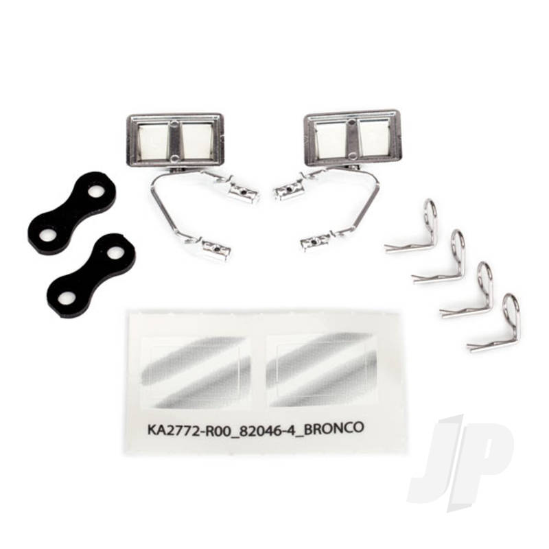 Traxxas Mirrors, Side, Chrome (Left &amp; Right) / Retainers (2 Pcs) / Body Clips (4 Pcs) (Fits #8010 Body) (TRX8073X)
