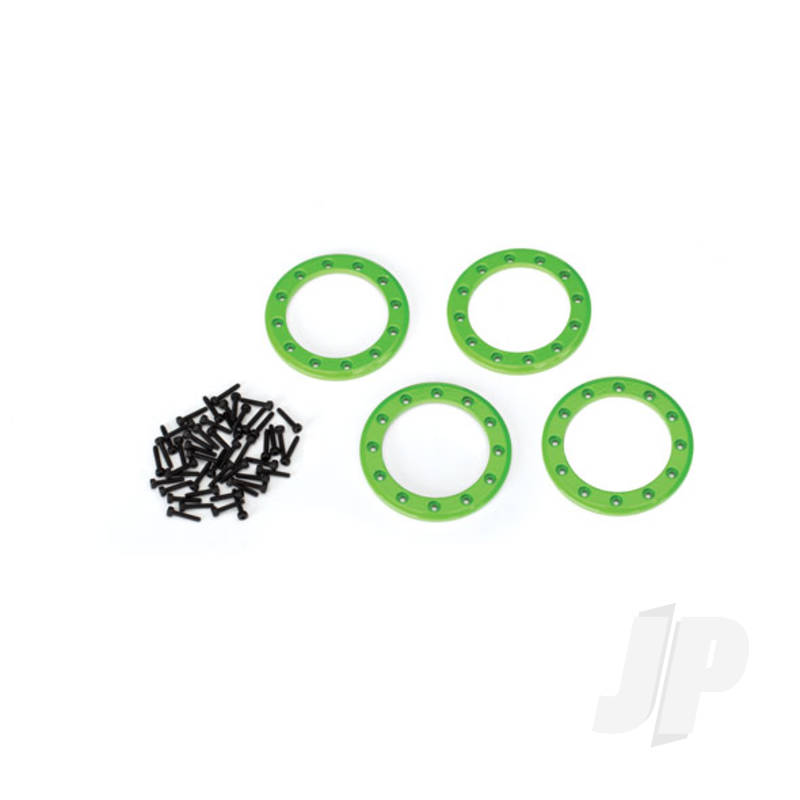 Traxxas Beadlock Rings, Green (1.9In) (Aluminium) (4 Pcs) / 2X10 Cs (48) (TRX8169G)