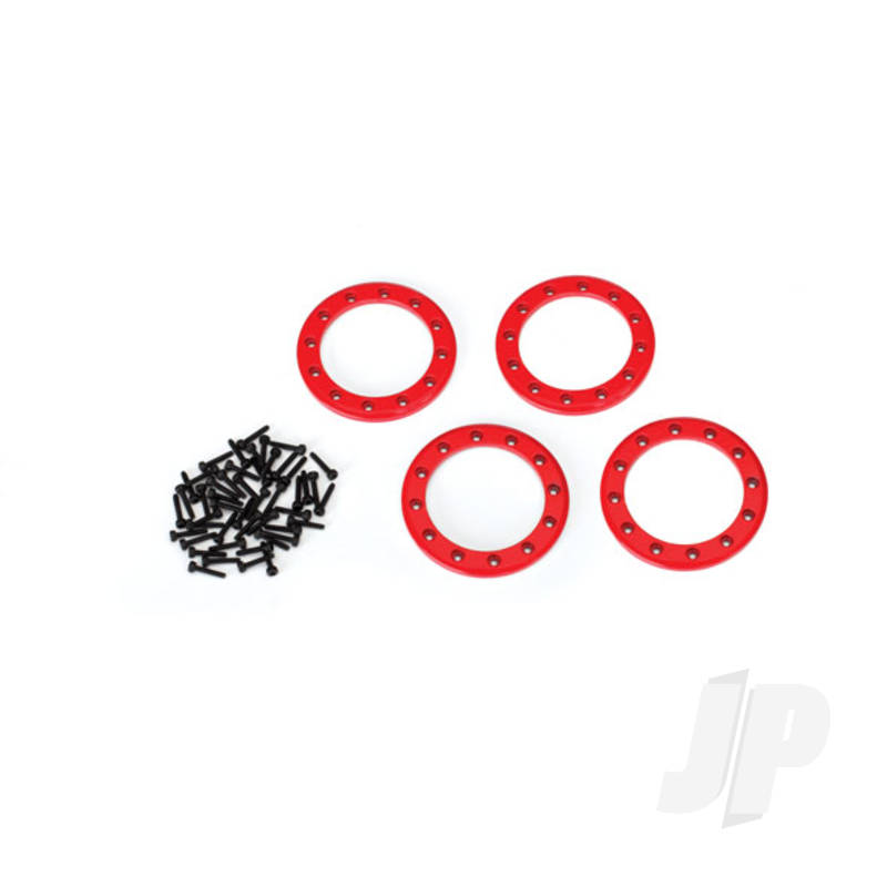 Traxxas Beadlock Rings, Red (1.9In) (Aluminium) (4 Pcs) / 2X10 Cs (48) (TRX8169R)