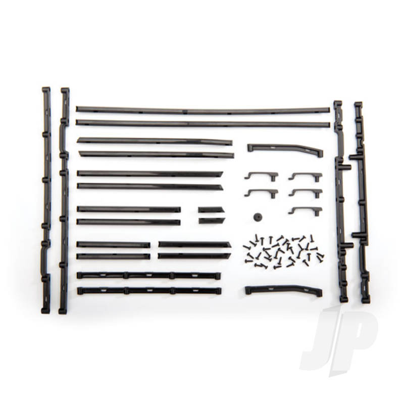 Traxxas Side Trim, Left &amp; Right (Black) / Side Trim Retainers (8 Pcs) / Door Handles, Left, Right, &amp; Rear / Door Handle Mount / 1.6X5 Bcs (Self-Tapping) (42) (TRX8815X)
