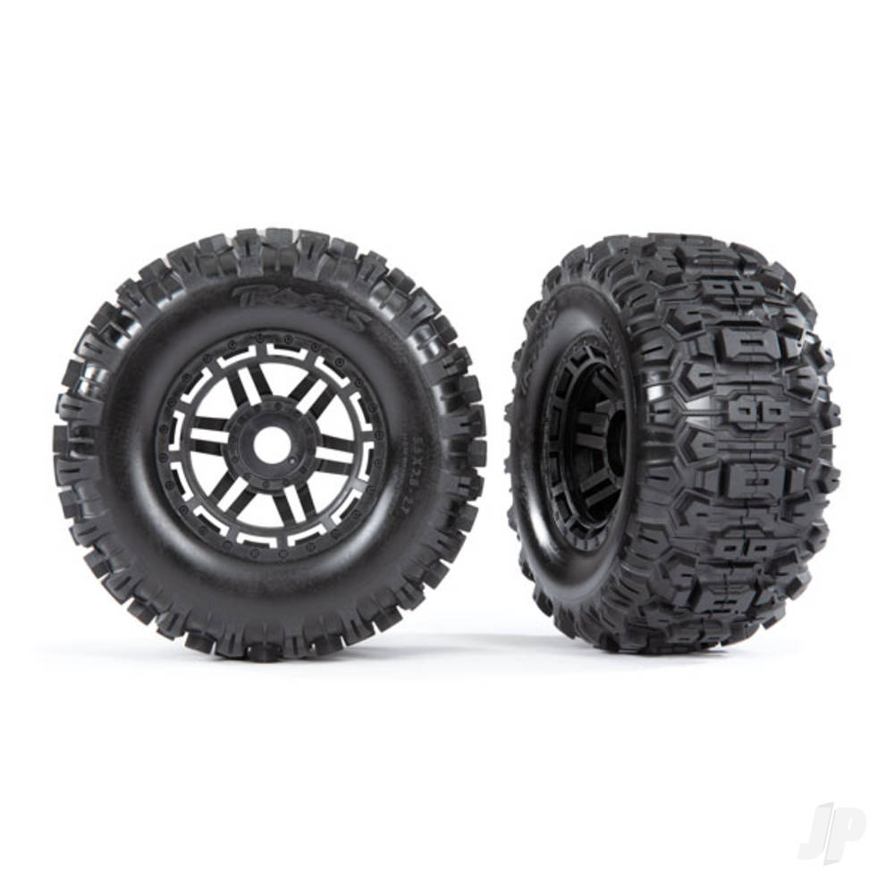 Traxxas Tyres &amp; Wheels, Sledgehammer Tyres - Glued (2) (17mm Hex, TSM rated) (TRX8973)