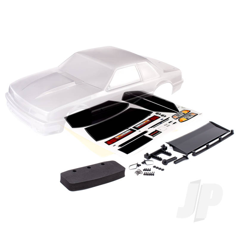 Traxxas Body, Ford Mustang, Fox Body (Clear, Requires Painting)/ Window Masks/ Decal Sheet (TRX9421)