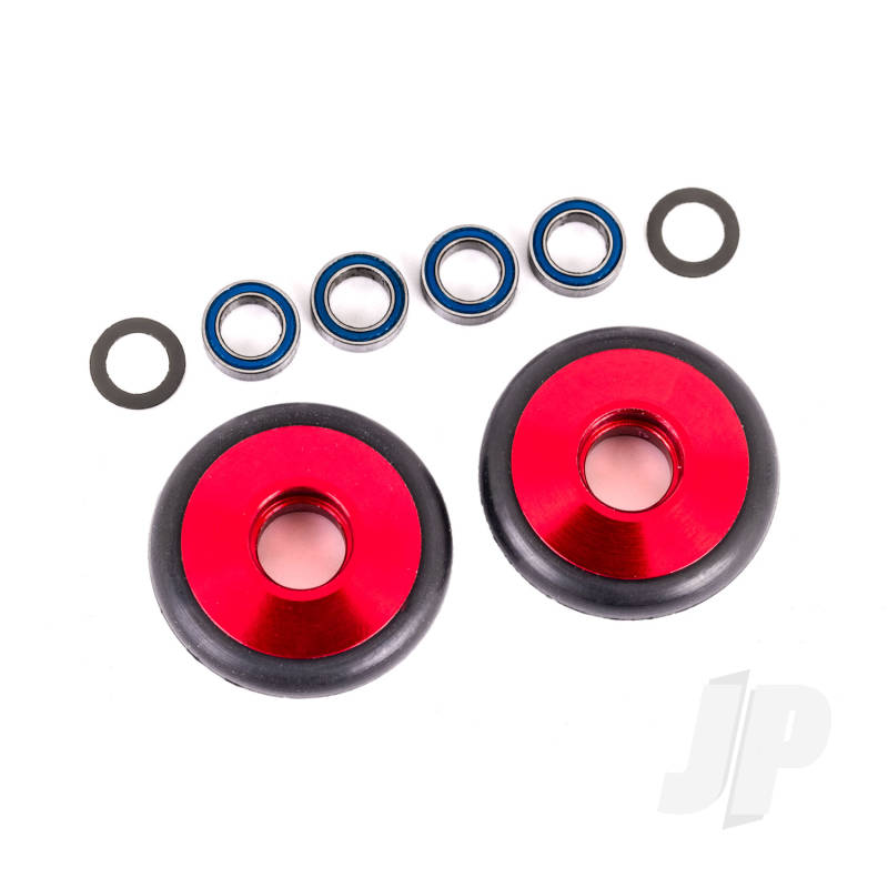 Traxxas Wheels, Wheelie Bar, 6061-T6 Aluminium (Red-Anodised) (2)/ 5X8X2.5Mm Ball Bearings (4)/ O-Rings (2)/ 5X8X0.3Mm Tw (2) (TRX9461R)