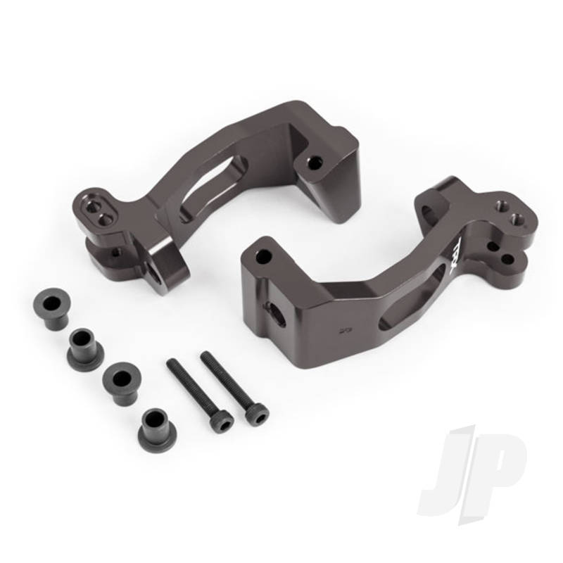 Traxxas Caster Blocks (C-Hubs), 6061-T6 Aluminium (Dark Titanium-Anodised), Left &amp; Right/ Kingpin Bushings (4) (TRX9532A)
