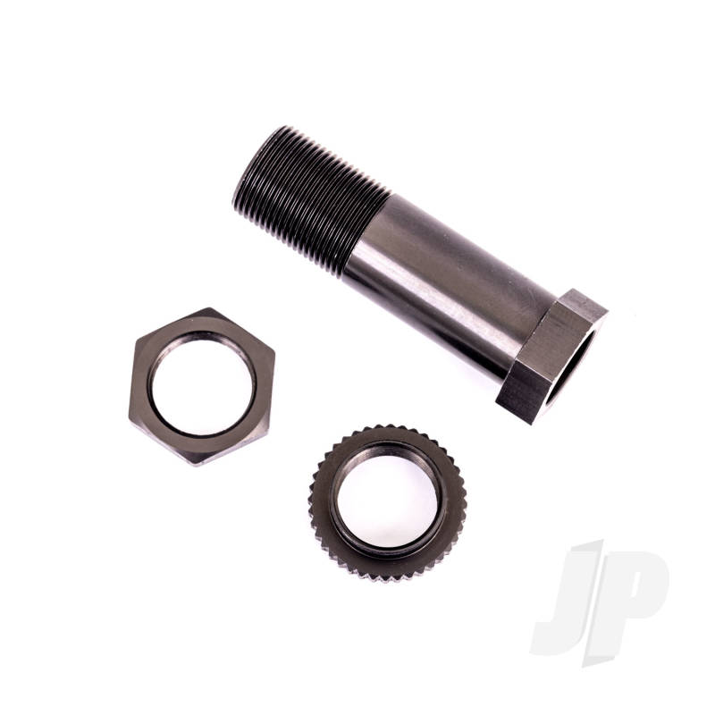 Traxxas Servo Saver Post/ Adjuster Nut/ Locknut (Dark Titanium-Anodised, 6061-T6 Aluminium) (1 Each) (TRX9545A)