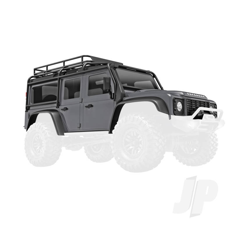 Traxxas Body, Land Rover Defender, Complete, Silver (Includes Grille, Side Mirrors, Door Handles, Fender Flares, Windshield Wipers, Spare Tire Mount, &amp; Clipless Mounting) (TRX9712-SLVR)