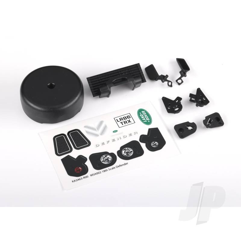 Traxxas Grille/ Mirrors, Side (Left &amp; Right)/ Spare Tire Cover/ Light Retainers, Body (Front &amp; Rear, Left &amp; Right)/ Decal Sheet (Fits #9712 Body) (TRX9720)